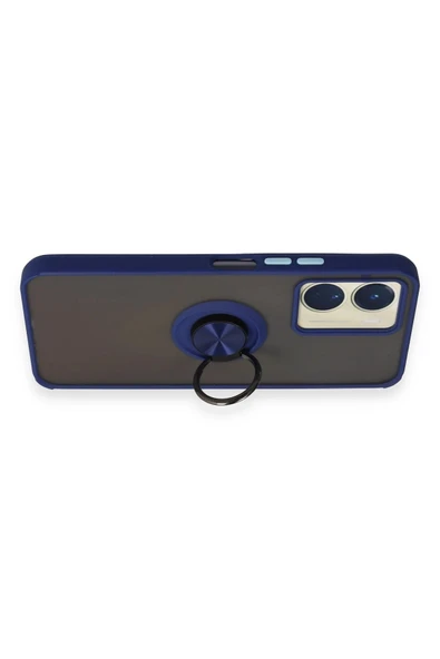 Vivo Y16 Kılıf Montreal Yüzüklü Silikon Kapak - Lacivert - Resim 2