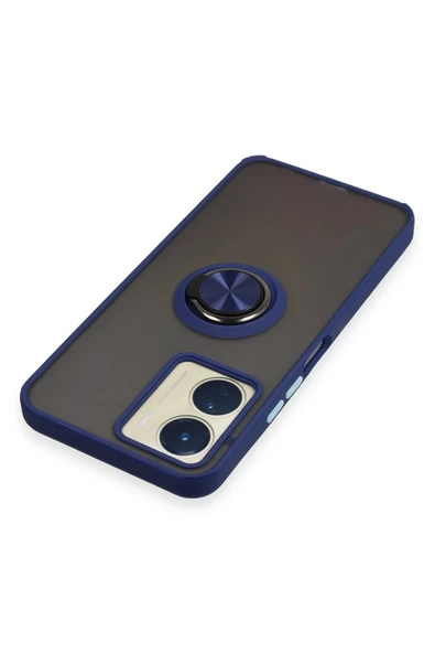 Vivo Y16 Kılıf Montreal Yüzüklü Silikon Kapak - Lacivert - Resim 4