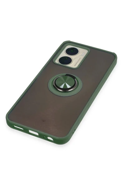 Vivo Y16 Kılıf Montreal Yüzüklü Silikon Kapak - Yeşil - Resim 5