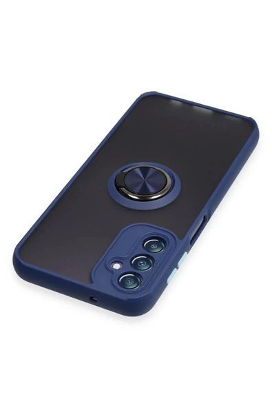 Samsung Galaxy A14 4G Kılıf Montreal Yüzüklü Silikon Kapak - Lacivert - Resim 4