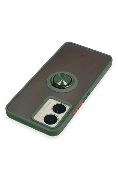 Vivo Y16 Kılıf Montreal Yüzüklü Silikon Kapak - Yeşil - Resim 4