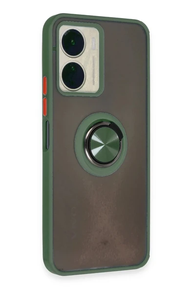 Vivo Y16 Kılıf Montreal Yüzüklü Silikon Kapak - Yeşil - Resim 2