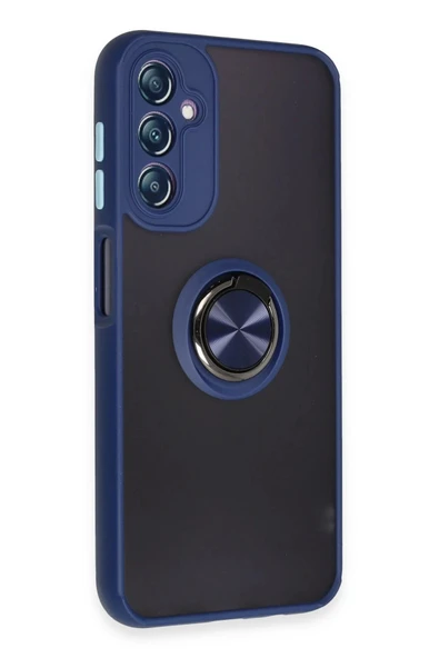 Samsung Galaxy A14 4G Kılıf Montreal Yüzüklü Silikon Kapak - Lacivert - Resim 2