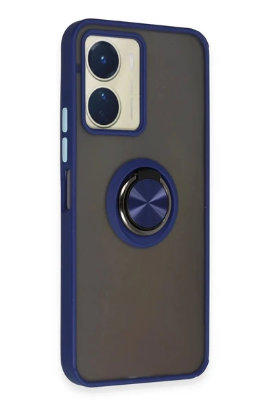 Vivo Y16 Kılıf Montreal Yüzüklü Silikon Kapak - Lacivert - Resim 3