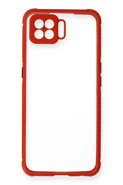 Oppo Reno 4 Lite Kılıf Miami Şeffaf Silikon - Kırmızı - Resim 2