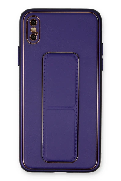 iPhone XS Max Kılıf Coco Deri Standlı Kapak - Mor ürün görseli