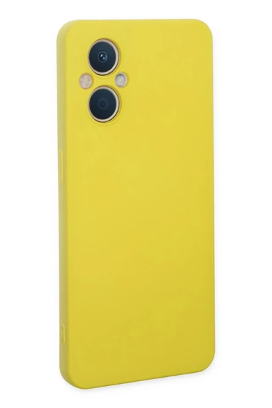 Oppo Reno 7 Lite Kılıf Nano içi Kadife Silikon - Sarı - Resim 3