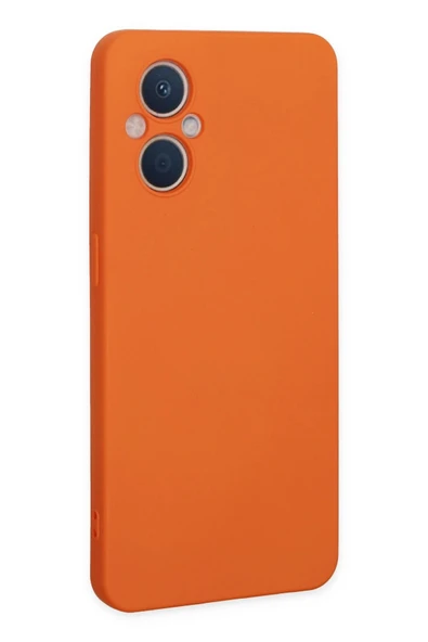 Oppo Reno 7 Lite Kılıf Nano içi Kadife Silikon - Turuncu - Resim 2