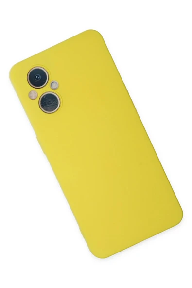 Oppo Reno 7 Lite Kılıf Nano içi Kadife Silikon - Sarı - Resim 2