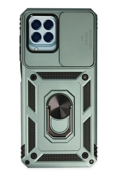 Samsung Galaxy M33 Kılıf Pars Lens Yüzüklü Silikon - Yeşil ürün görseli