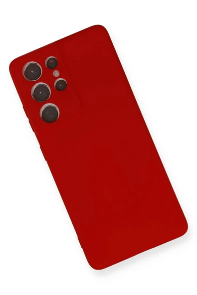 Samsung Galaxy S21 Ultra Kılıf Nano içi Kadife Silikon - Kırmızı - Resim 2