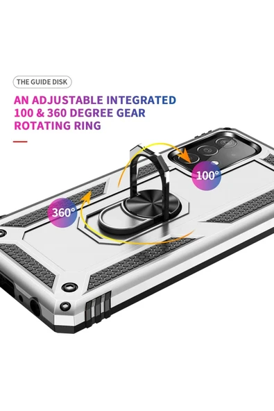 Samsung Galaxy A52 Kılıf Sofya Yüzüklü Silikon Kapak - Gümüş - Resim 5