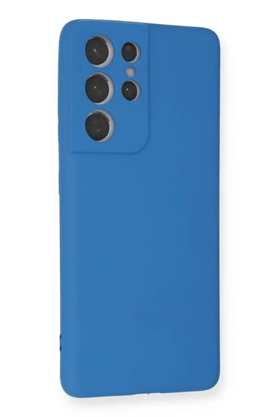 Samsung Galaxy S21 Ultra Kılıf Nano içi Kadife Silikon - Mavi - Resim 2