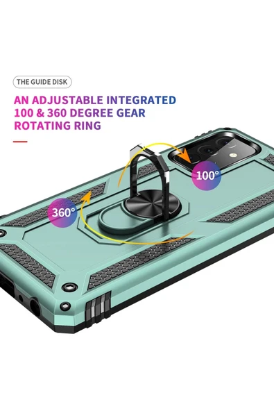 Samsung Galaxy A72 Kılıf Sofya Yüzüklü Silikon Kapak - Yeşil - Resim 5