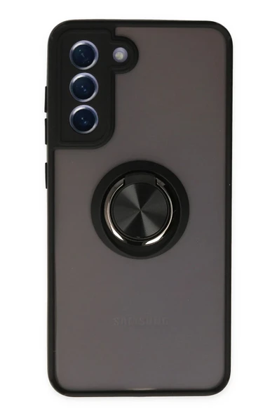 Samsung Galaxy S21 FE Kılıf Montreal Yüzüklü Silikon Kapak - Siyah ürün görseli