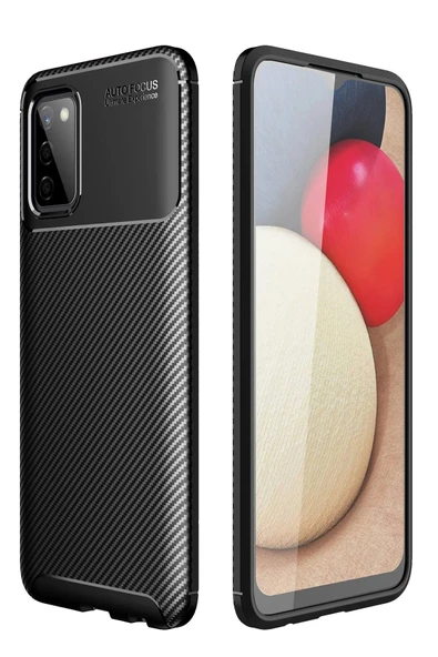 Samsung Galaxy A02S Kılıf Auto Focus Karbon Kapak - Siyah ürün görseli