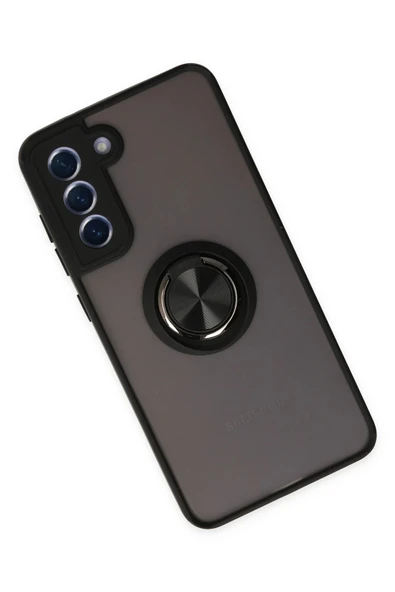 Samsung Galaxy S21 FE Kılıf Montreal Yüzüklü Silikon Kapak - Siyah - Resim 2