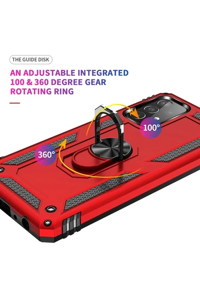 Samsung Galaxy A52 Kılıf Sofya Yüzüklü Silikon Kapak - Kırmızı - Resim 5