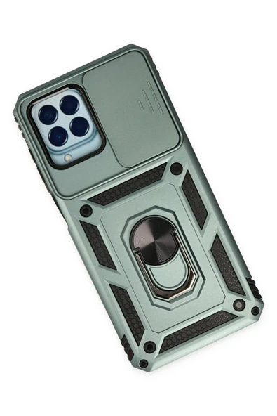 Samsung Galaxy M33 Kılıf Pars Lens Yüzüklü Silikon - Yeşil - Resim 3