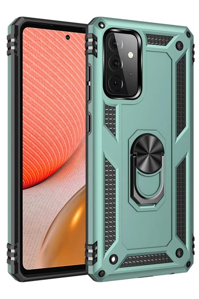 Samsung Galaxy A72 Kılıf Sofya Yüzüklü Silikon Kapak - Yeşil ürün görseli