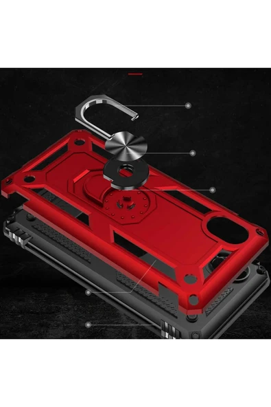 Samsung Galaxy A01 Core Kılıf Sofya Yüzüklü Silikon Kapak - Siyah - Resim 4