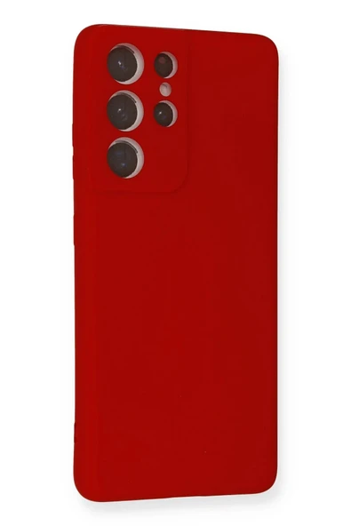 Samsung Galaxy S21 Ultra Kılıf Nano içi Kadife Silikon - Kırmızı - Resim 3