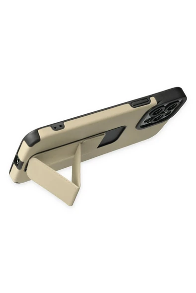 iPhone 12 Pro Max Kılıf Mega Standlı Silikon - Gold - Resim 4