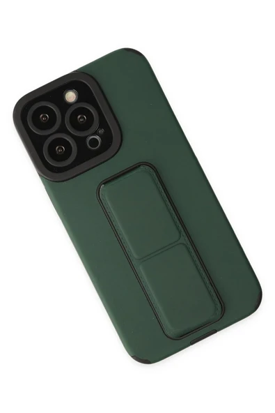 iPhone 13 Pro Kılıf Mega Standlı Silikon - Yeşil - Resim 2