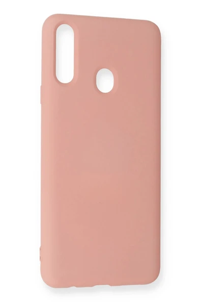 Samsung Galaxy A20S Kılıf Nano içi Kadife Silikon - Pudra - Resim 3