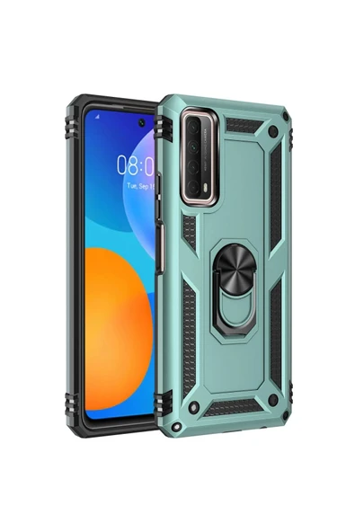 Huawei P Smart 2021 Kılıf Sofya Yüzüklü Silikon Kapak - Yeşil ürün görseli