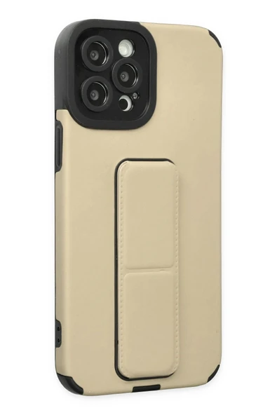 iPhone 12 Pro Max Kılıf Mega Standlı Silikon - Gold - Resim 2