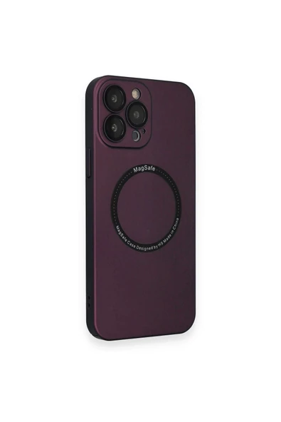 iPhone 13 Pro Kılıf Jack Magneticsafe Lens Silikon - Mürdüm - Resim 2