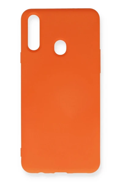 Samsung Galaxy A20S Kılıf Nano içi Kadife Silikon - Turuncu ürün görseli
