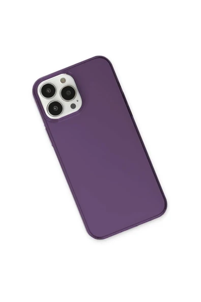 iPhone 13 Pro Max Kılıf Pc Sert Şeffaf Kapak - Mor - Resim 3