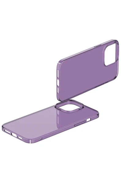 iPhone 13 Pro Max Kılıf Pc Sert Şeffaf Kapak - Mor - Resim 5