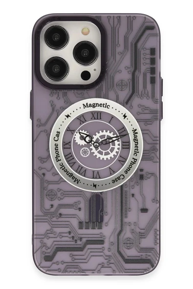 iPhone 14 Pro Max Kılıf Apollo Magneticsafe Desenli Kapak - Apollo Mor - 5 - Resim 3