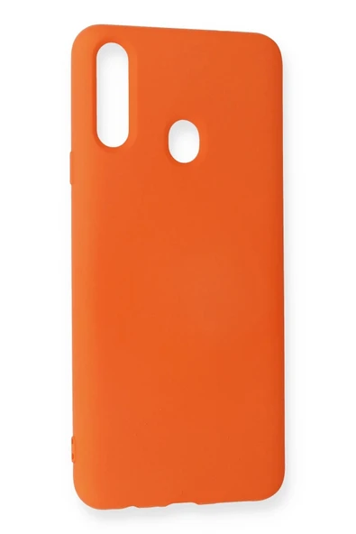 Samsung Galaxy A20S Kılıf Nano içi Kadife Silikon - Turuncu - Resim 3
