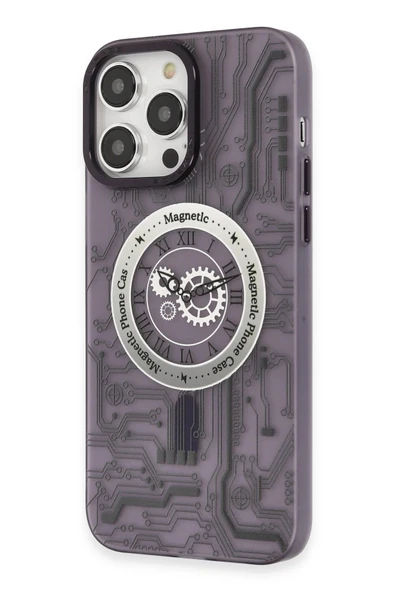 iPhone 14 Pro Max Kılıf Apollo Magneticsafe Desenli Kapak - Apollo Mor - 5 - Resim 2