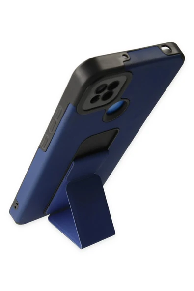 Xiaomi Redmi 9C Kılıf Mega Standlı Silikon - Mavi - Resim 4