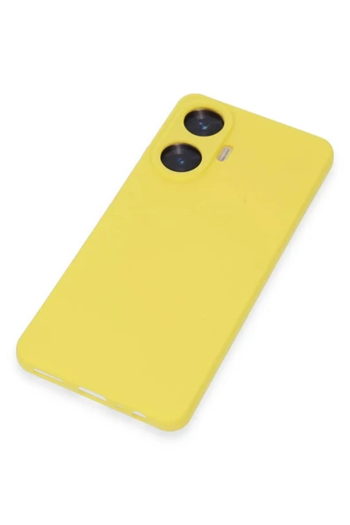 Realme C55 Kılıf Nano içi Kadife Silikon - Sarı - Resim 4