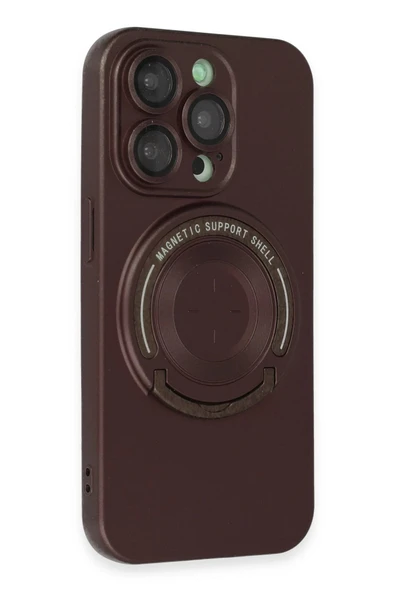 iPhone 13 Pro Kılıf Lukka Magneticsafe Kapak - Kahverengi - Resim 2
