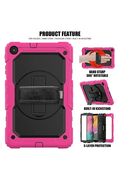 Samsung Galaxy T510 Tab A 10.1 Kılıf Pars Tablet Kapak - Pembe - Resim 2