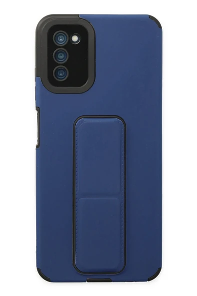 Samsung Galaxy A03S Kılıf Mega Standlı Silikon - Mavi ürün görseli