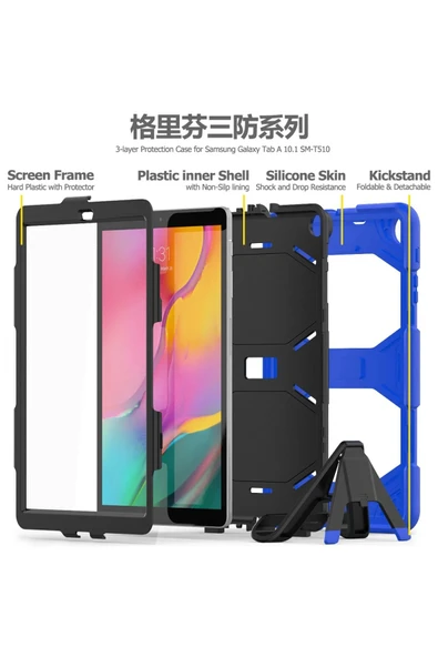 Samsung Galaxy T510 Tab A 10.1 Kılıf Griffin Tablet Kapak - Mavi - Resim 4