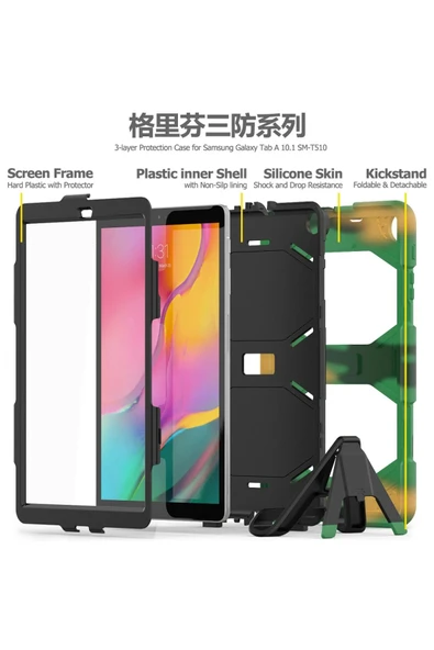 Samsung Galaxy T510 Tab A 10.1 Kılıf Griffin Tablet Kapak - Kamuflaj - Resim 4