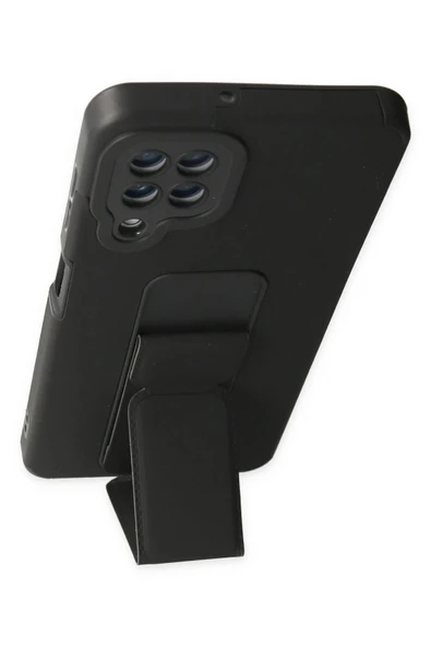 Samsung Galaxy A22 Kılıf Mega Standlı Silikon - Siyah - Resim 3