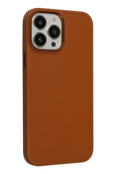 iPhone 13 Pro Kılıf Asya Deri Silikon - Kahverengi - Resim 2