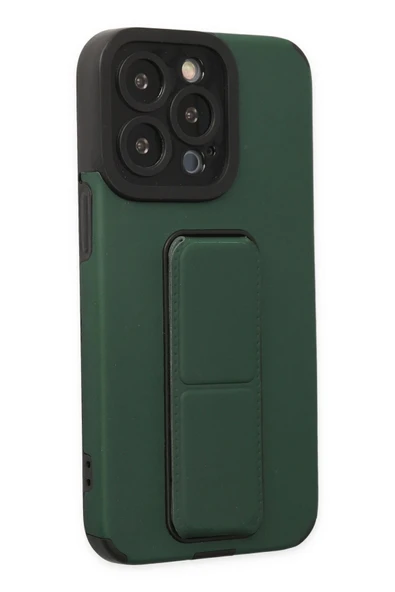 iPhone 13 Pro Max Kılıf Mega Standlı Silikon - Yeşil - Resim 5