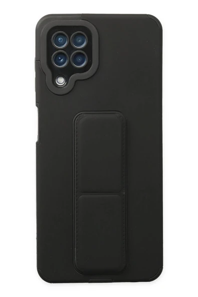 Samsung Galaxy A22 Kılıf Mega Standlı Silikon - Siyah ürün görseli