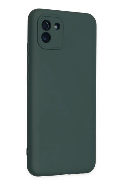 Samsung Galaxy A03 Kılıf Nano içi Kadife Silikon - Koyu Yeşil - Resim 2